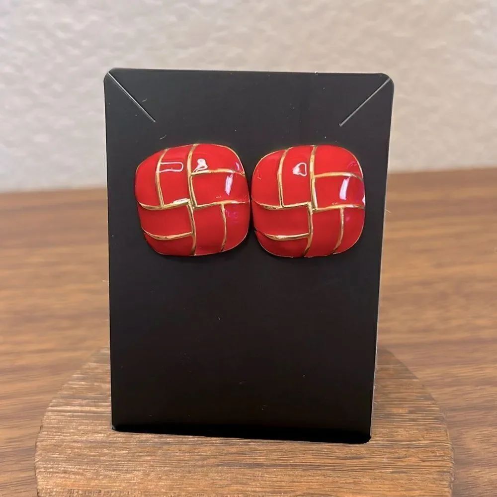 Vintage Allison Reed Square Shaped Pierced Earrings